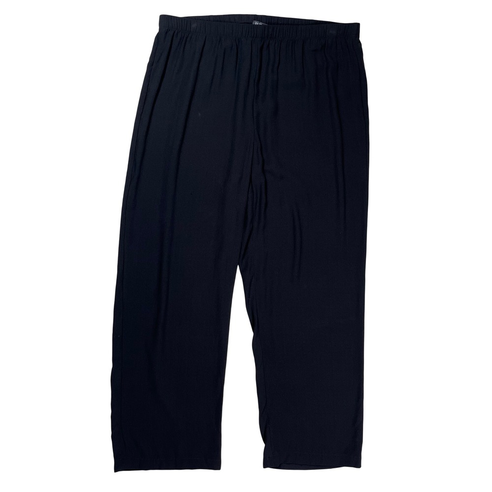 Eileen Fisher Silk Pants Women Medium Black Straight Leg Pull On Lightweight